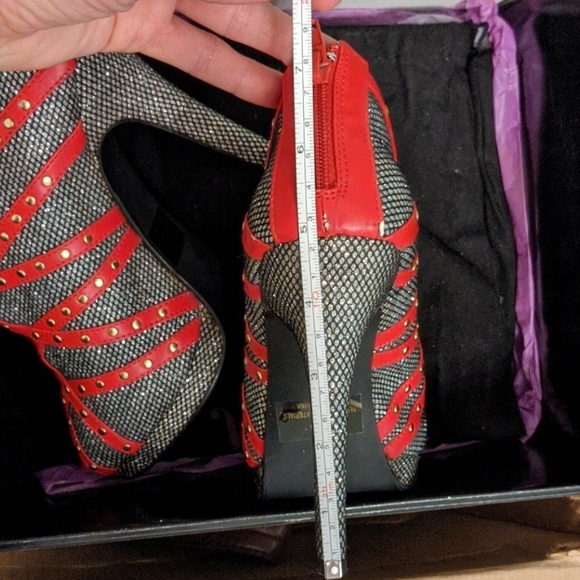 Just Fabulous red black silver sparkly 5" heels - Picture 4 of 4